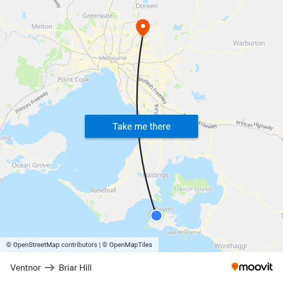 Ventnor to Briar Hill map