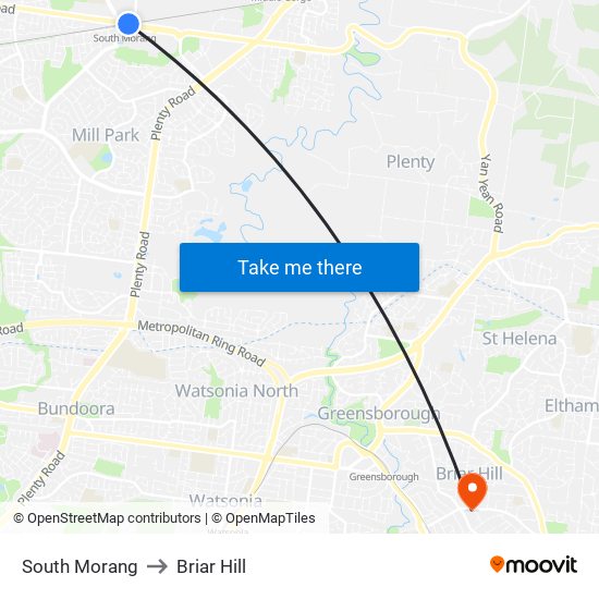 South Morang to Briar Hill map