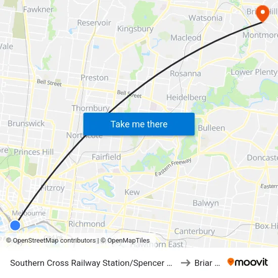 Southern Cross Railway Station/Spencer St #122 to Briar Hill map