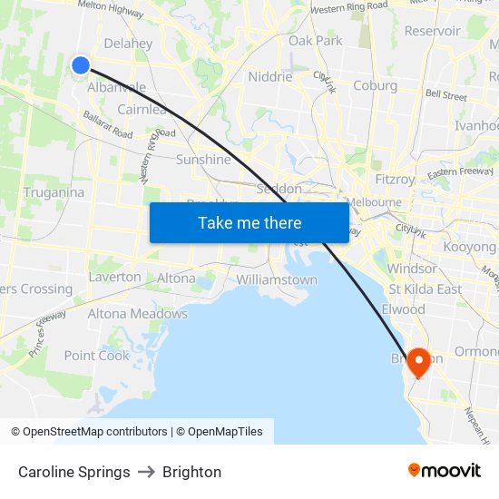 Caroline Springs to Brighton map