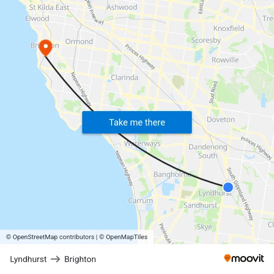 Lyndhurst to Brighton map