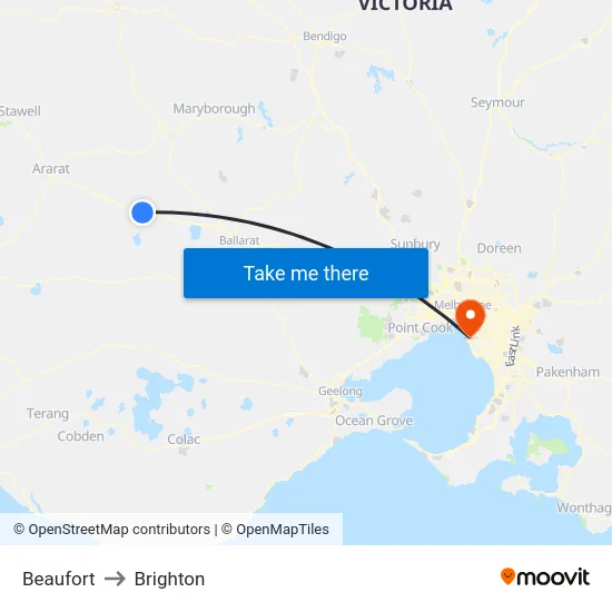 Beaufort to Brighton map