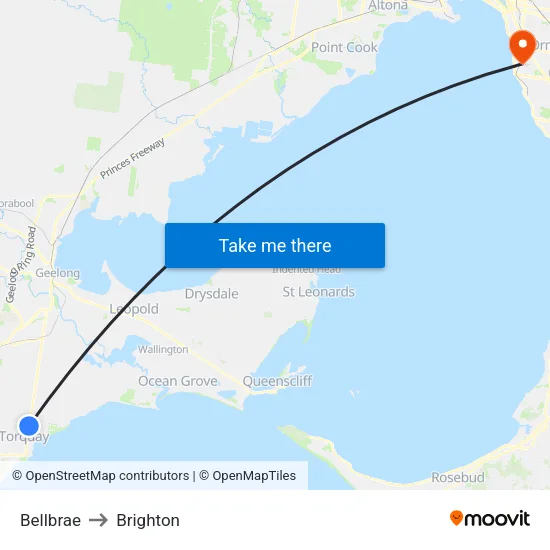 Bellbrae to Brighton map