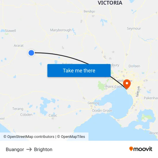 Buangor to Brighton map
