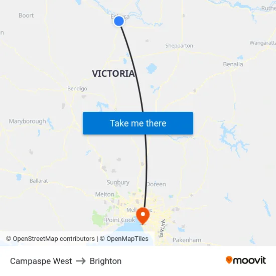 Campaspe West to Brighton map
