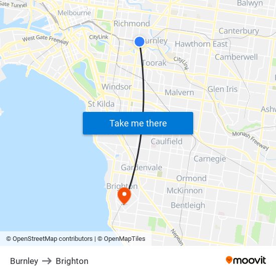 Burnley to Brighton map