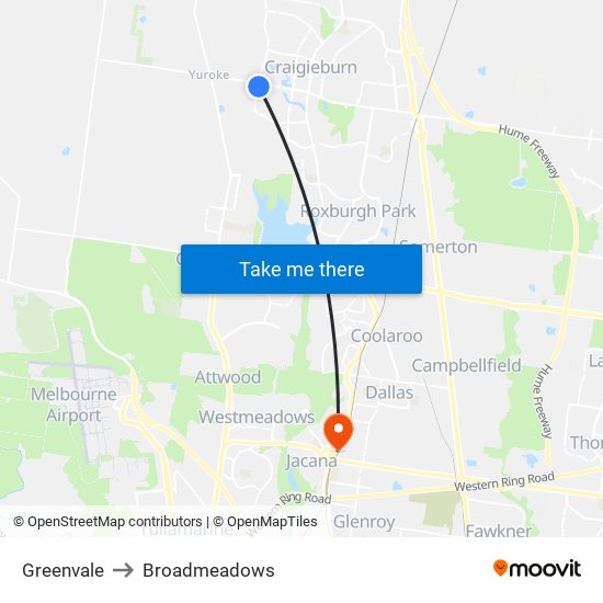 Greenvale to Broadmeadows map