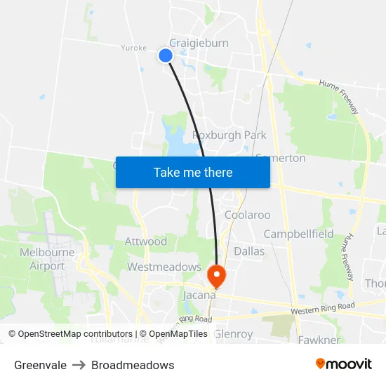 Greenvale to Broadmeadows map