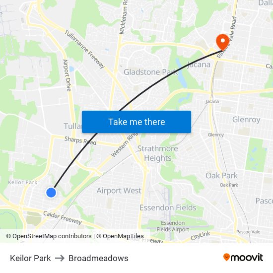 Keilor Park to Broadmeadows map