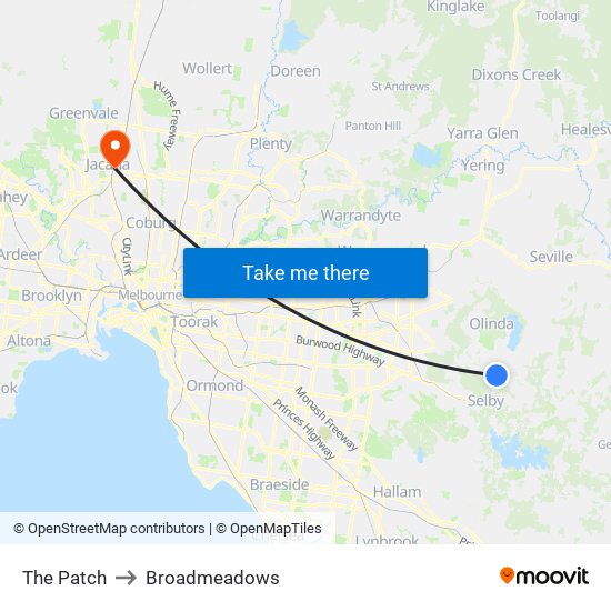 The Patch to Broadmeadows map