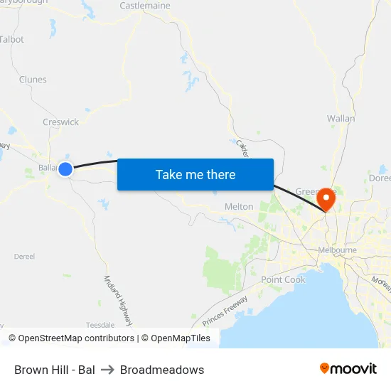 Brown Hill - Bal to Broadmeadows map