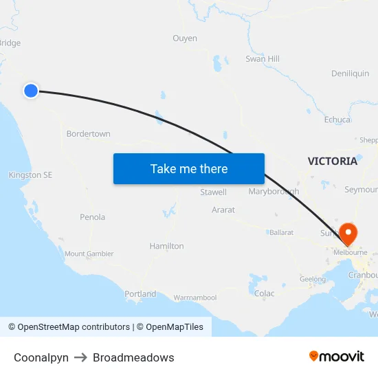 Coonalpyn to Broadmeadows map