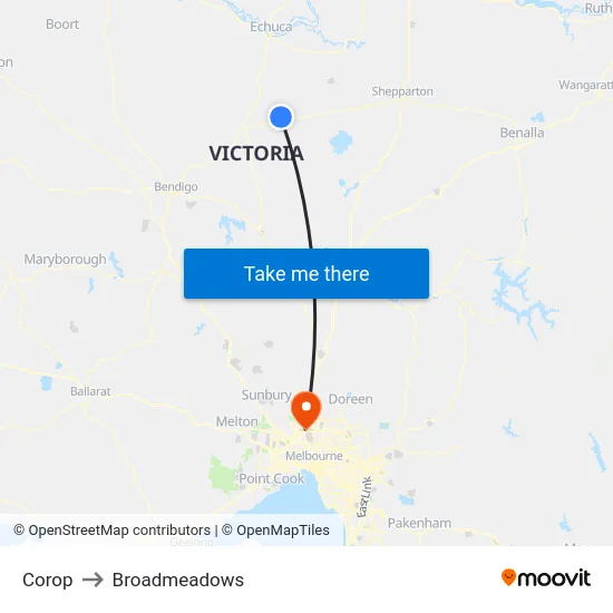 Corop to Broadmeadows map