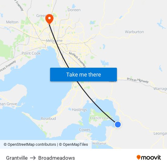 Grantville to Broadmeadows map