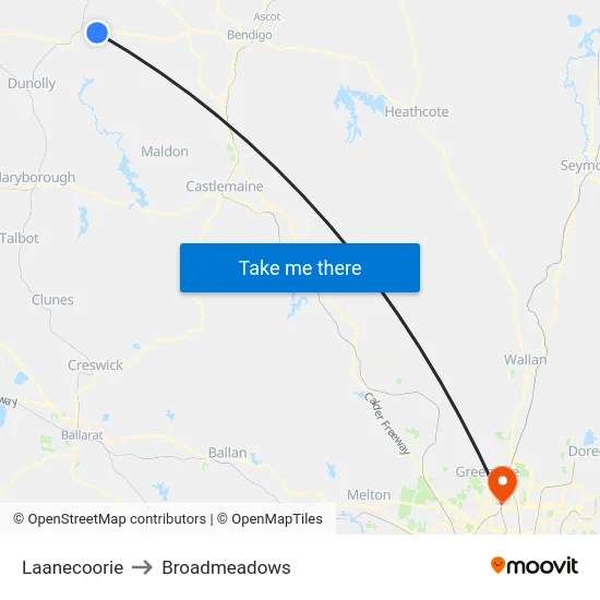 Laanecoorie to Broadmeadows map