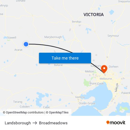 Landsborough to Broadmeadows map