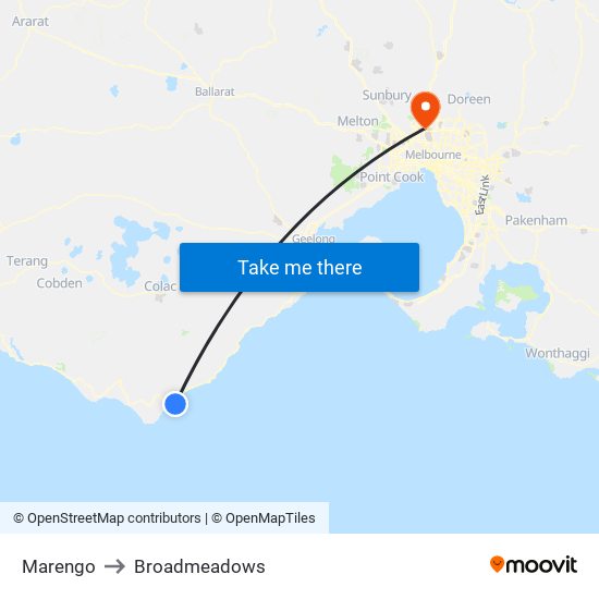 Marengo to Broadmeadows map