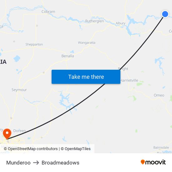 Munderoo to Broadmeadows map