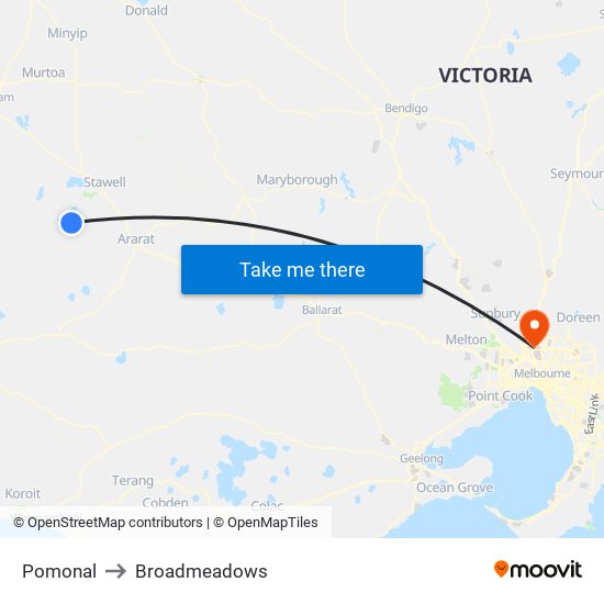 Pomonal to Broadmeadows map