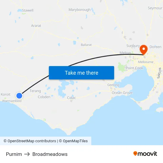 Purnim to Broadmeadows map