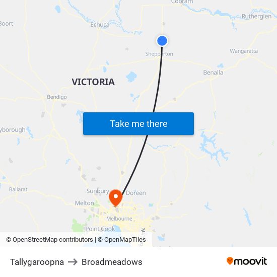 Tallygaroopna to Broadmeadows map