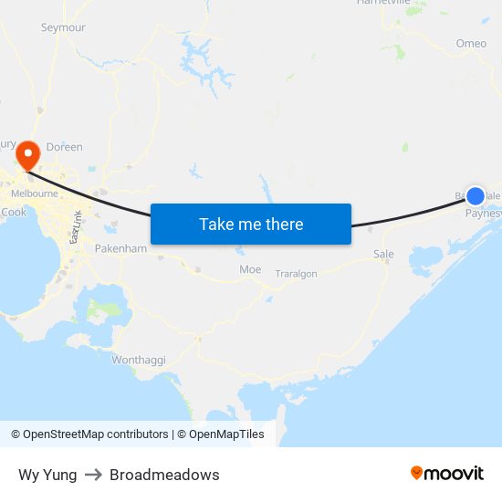 Wy Yung to Broadmeadows map
