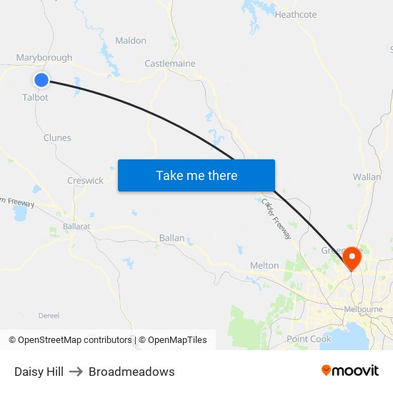 Daisy Hill to Broadmeadows map