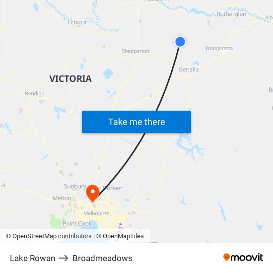 Lake Rowan to Broadmeadows map