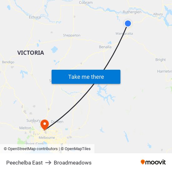 Peechelba East to Broadmeadows map