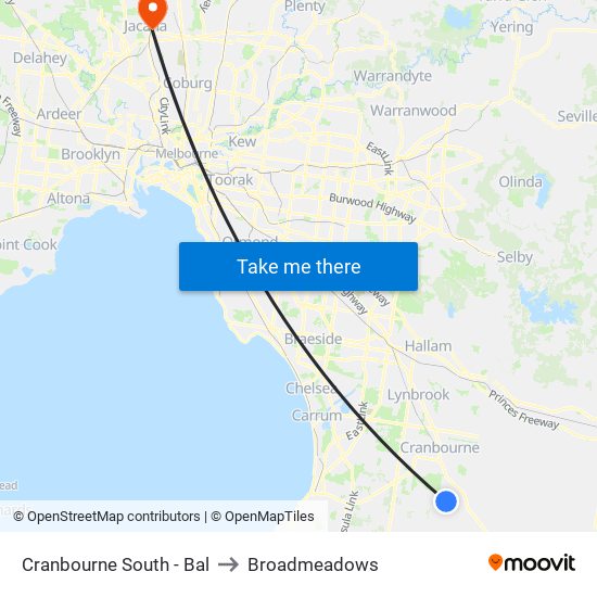 Cranbourne South - Bal to Broadmeadows map