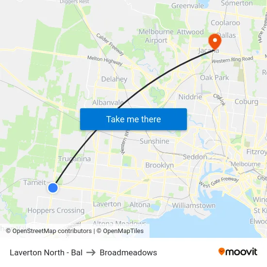 Laverton North - Bal to Broadmeadows map