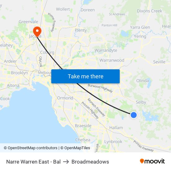 Narre Warren East - Bal to Broadmeadows map