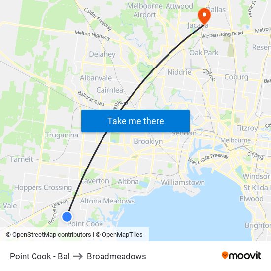 Point Cook - Bal to Broadmeadows map