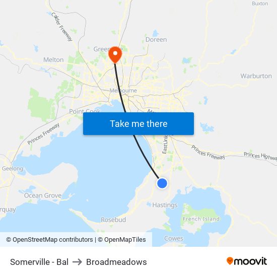 Somerville - Bal to Broadmeadows map