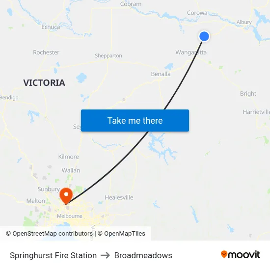Springhurst Fire Station to Broadmeadows map