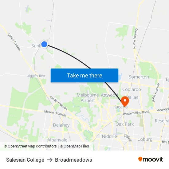 Salesian College to Broadmeadows map