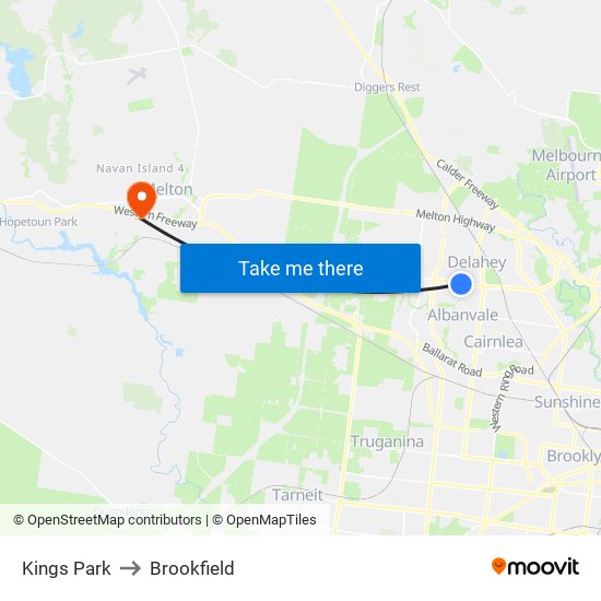 Kings Park to Brookfield map