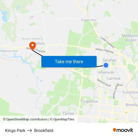 Kings Park to Brookfield map