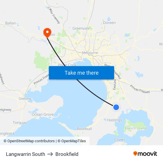 Langwarrin South to Brookfield map