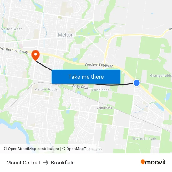 Mount Cottrell to Brookfield map