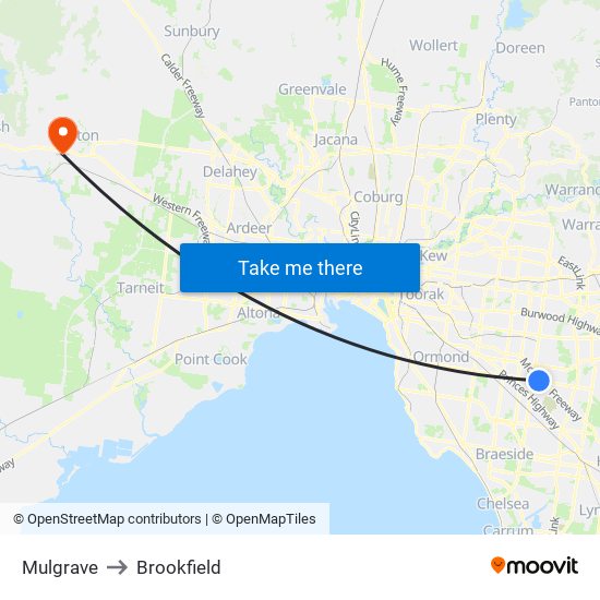 Mulgrave to Brookfield map