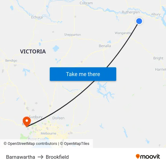Barnawartha to Brookfield map