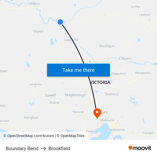Boundary Bend to Brookfield map