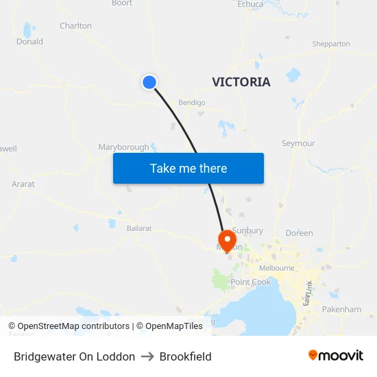 Bridgewater On Loddon to Brookfield map