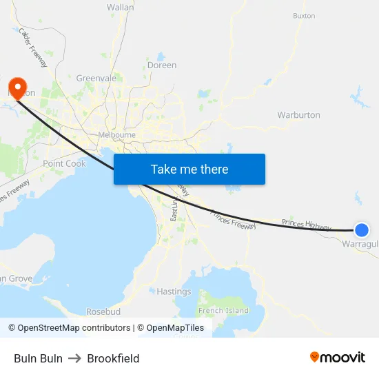 Buln Buln to Brookfield map