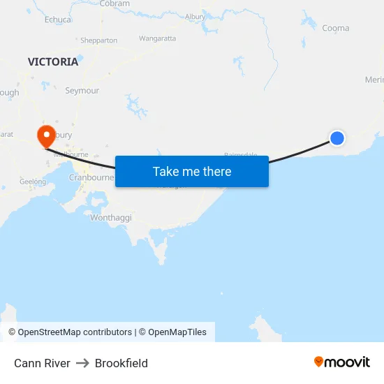 Cann River to Brookfield map