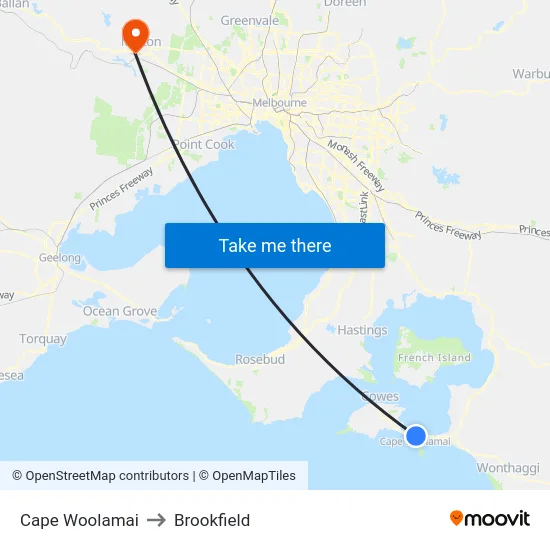 Cape Woolamai to Brookfield map
