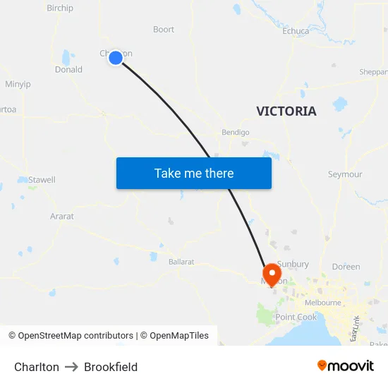 Charlton to Brookfield map