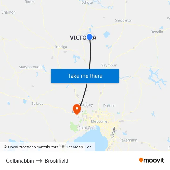 Colbinabbin to Brookfield map