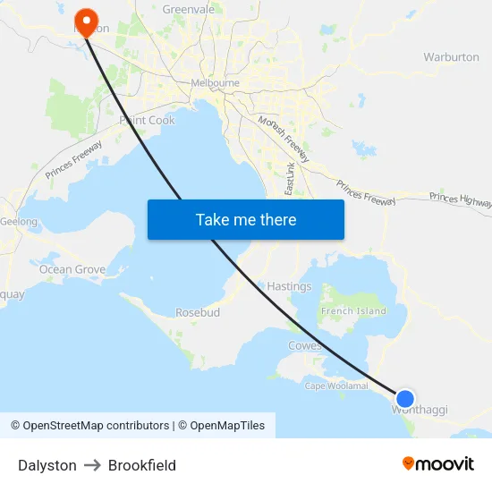 Dalyston to Brookfield map